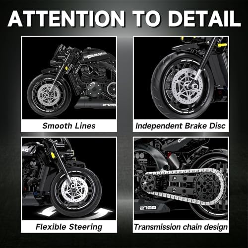 MJDDJA 18 Scale Motorcycle Building Set for Adults and Kids