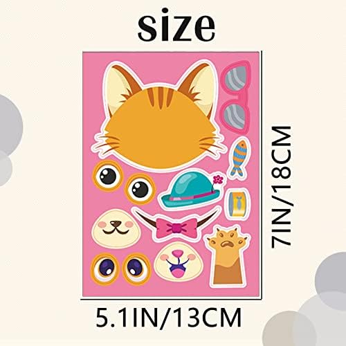 27 Sheets Cat Face Sticker Sheets for Kids Craft Party Supplies