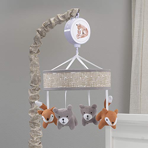 Lambs Ivy Forest Gray Beige Fox Bear Baby Crib Mobile