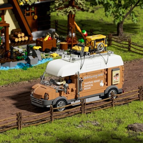 FUNWHOLE Carpentry Van Building Brick Set 496 Pcs for Adults and Teens