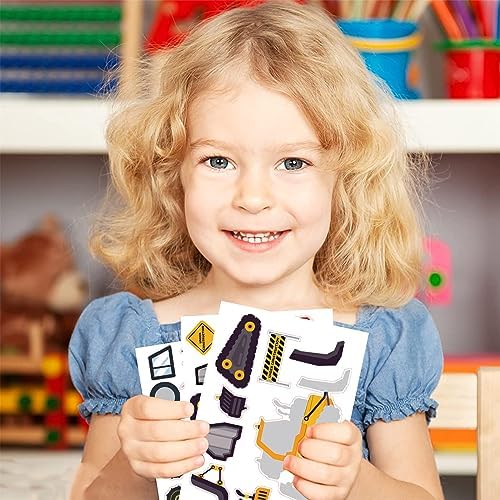 BBPOOL 24 Sheet Construction Truck Stickers for Kids