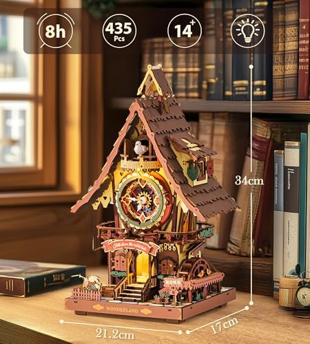 ROKR Cuckoo Clock 3D Wooden Puzzle Kit for Adults