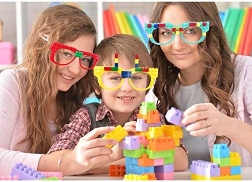Hxezoc 12 Pcs Building Bricks Glasses Set