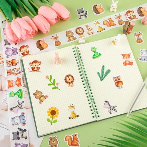 1200 Pcs Animal Stickers for Kids 2 Rolls Nature Stickers