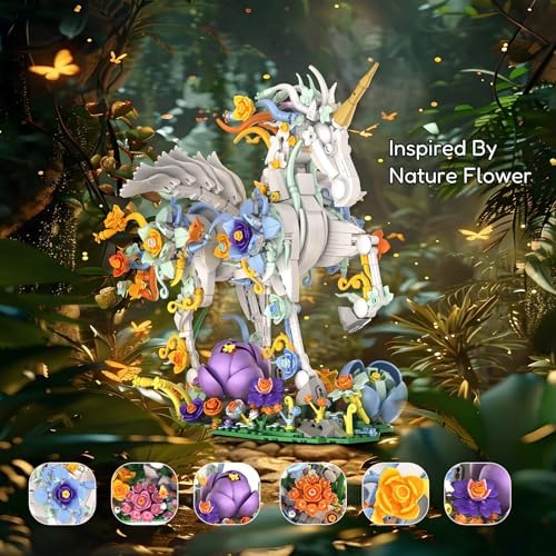 Sillbird Flowers Unicorn Building Toy Set 1472 Pieces