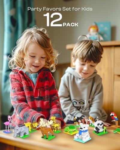 Kimiangel Mini Animal Building Blocks 12 Pack for Kids Party Favors