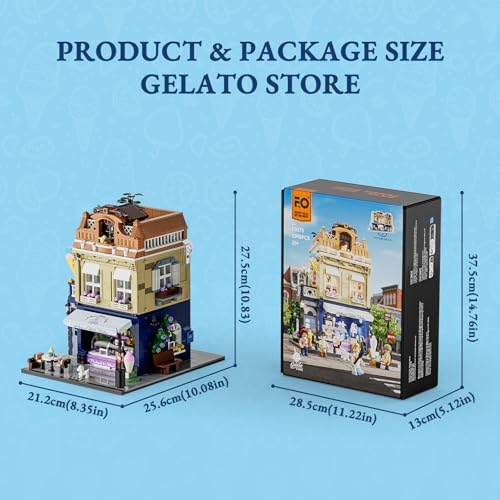 FUNWHOLE Gelato Store Modular Building Set LED Light Display