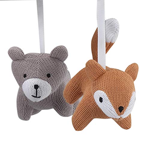 Lambs Ivy Forest Gray Beige Fox Bear Baby Crib Mobile