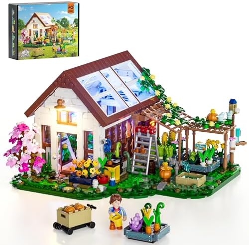 FUNWHOLE Botanical Garden Greenhouse Building Set - 1428 Pcs for Adults and Teens