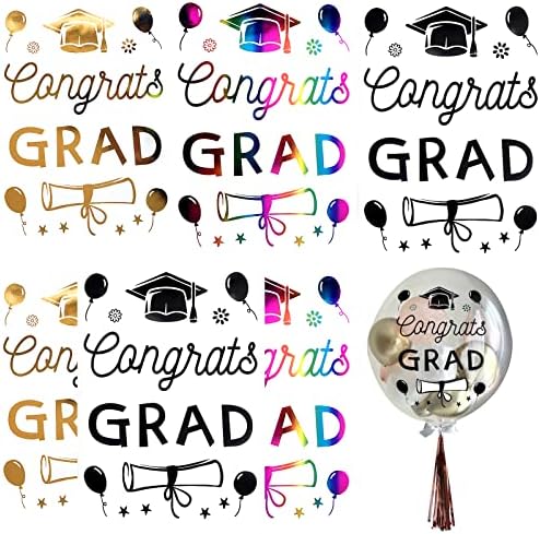 Happy Graduation Balloon Stickers 6 Pcs Clear Transparent Bobo Decals