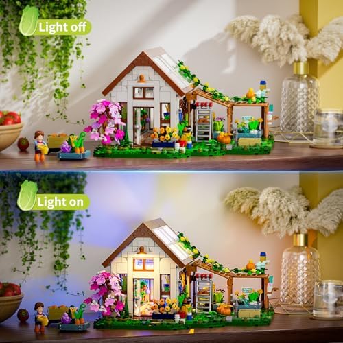 FUNWHOLE Botanical Garden Greenhouse Building Set - 1428 Pcs for Adults and Teens