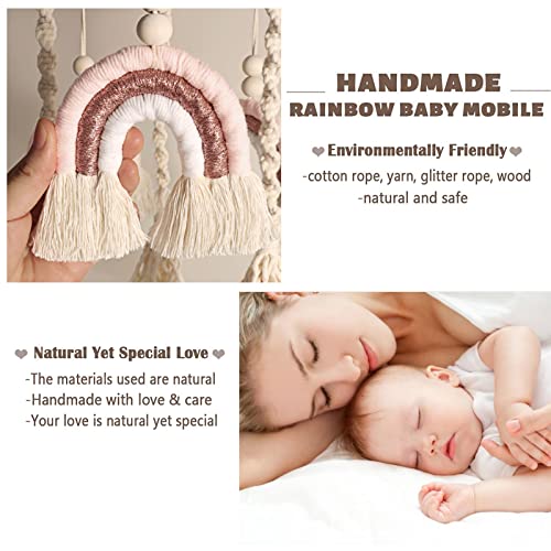 Rainbow Baby Crib Mobile - Pink Boho Decor