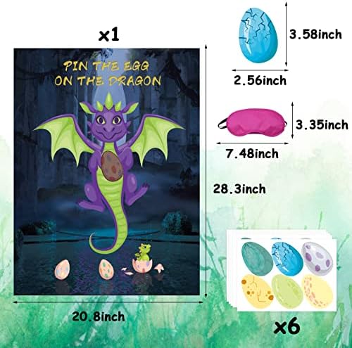 Dragon Party Game Pin The Bow On The Dragon 36 Pack Egg Stickers