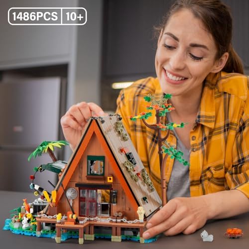 A-Frame Cabin Building Set with LED - 1486 Pcs