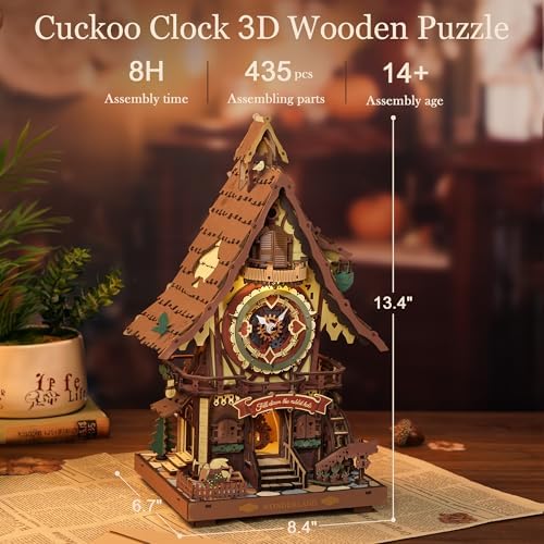 ROBOTIME Cuckoo Clock 3D Wooden Puzzle Kit