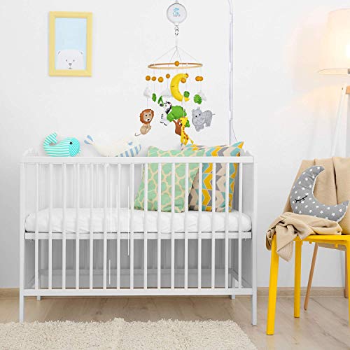 Baby Crib Mobile with Safari Animals and Lullaby Music Player