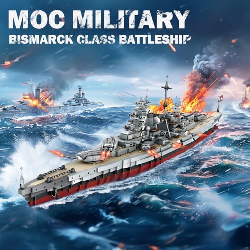 Bismarck Battleship Building Block Set - 2081 Piece Collectible Model