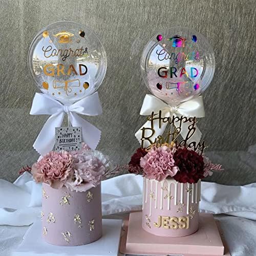 Happy Graduation Balloon Stickers 6 Pcs Clear Transparent Bobo Decals