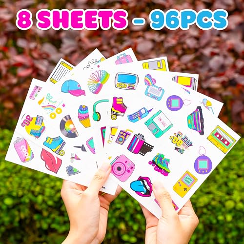 90s 80s Retro Temporary Tattoos for Kids and Adults