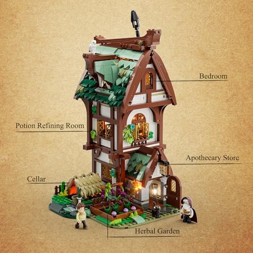 Funwhole Medieval Apothecary Shop Building Set - 1470 Pieces