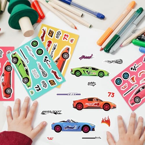 32 Sheet Race Car Stickers for Kids DIY Art Craft