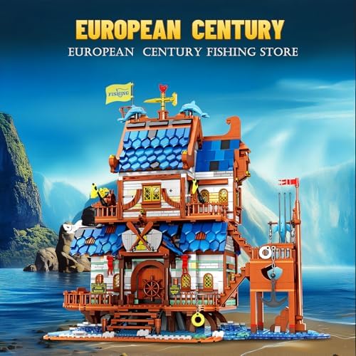 Medieval Fishing Store Lighting Building Block Set for Adults