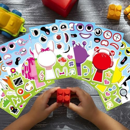 24PCS 9x6 Inch Cute Make-a-Face Stickers for Kids 1