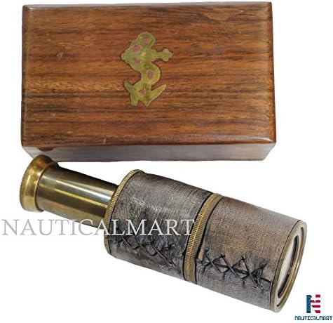 NauticalMart 6 Inch Brass Telescope with Wood Box