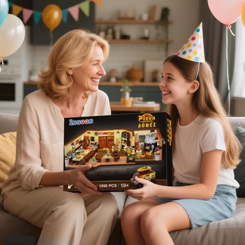 City Street Pizza Restaurant Building Set with Light 1098PCS