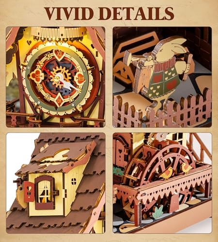 ROKR Cuckoo Clock 3D Wooden Puzzle Kit for Adults