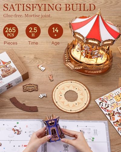 Rolife 3D Wooden Carousel Puzzle with Lights