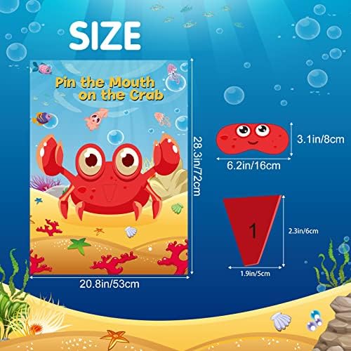 NEBURORA 2 Pack Pin the Mouth Crab Game with Posters and Stickers