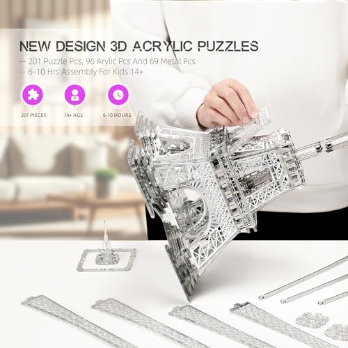 21 Inch 3D Puzzle LED Eiffel Tower Model Kit