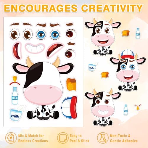 Aowplc 48 Pcs Make-a-Face Sticker Sheets for Kids