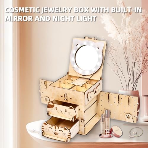 3D Wooden Puzzle Cat Treasure Box for Adults and Teens