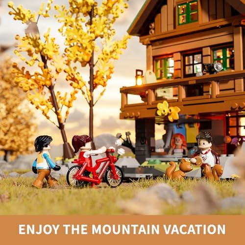 FUNWHOLE Mountain Cabin House LED Building Set for Adults and Teens