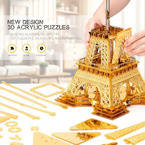 GalaSpark 21 Inch 3D Puzzle Eiffel Tower Night Light Model Kit