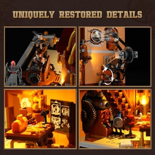 FUNWHOLE Steampunk Flying Club Lighting Building Set - 1871 Pcs