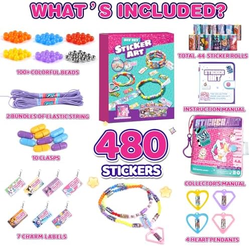 Plunack DIY Sticky Roll Stickers Bracelets with Collection Book for Kids