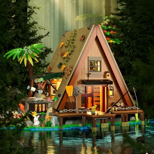 A-Frame Cabin Building Set with LED - 1486 Pcs