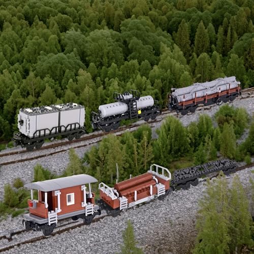 Podafu 6IN1 City Freight Train Building Set for Teens and Adults