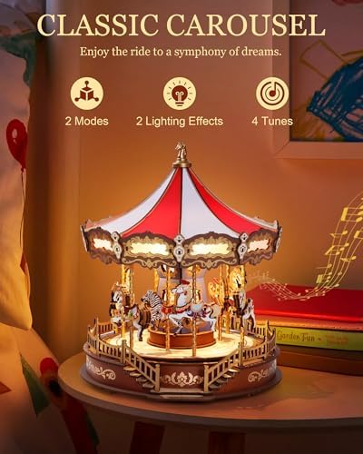 Rolife 3D Wooden Carousel Puzzle with Lights