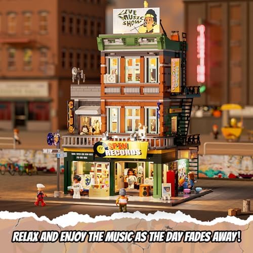 FUNWHOLE Record Store Building Bricks Set 1980 Pcs