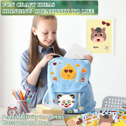 Ozepao 36 Pcs Farm Animals Make-A-Face Sticker Sheets