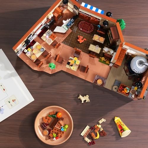 City Street Pizza Restaurant Building Set with Light 1098PCS