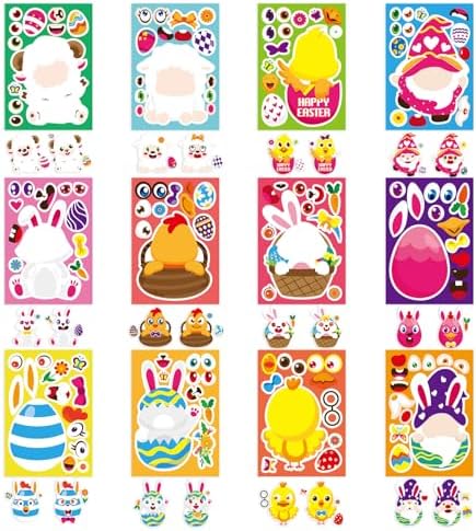 OTAITY 36 PCS Easter Face Stickers for Kids