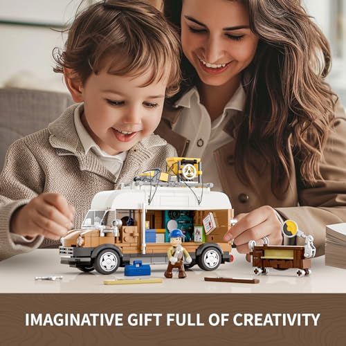 FUNWHOLE Carpentry Van Building Brick Set 496 Pcs for Adults and Teens