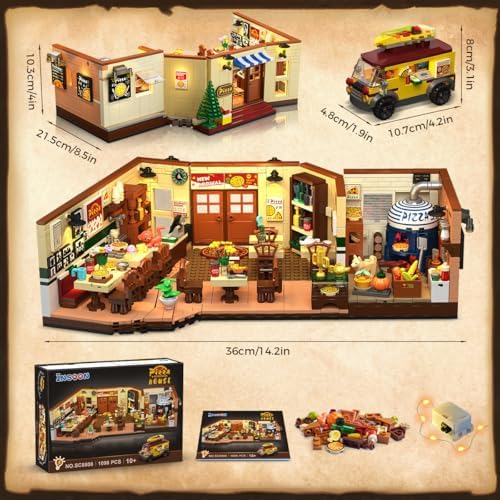 City Street Pizza Restaurant Building Set with Light 1098PCS