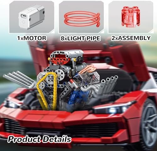 Mini V8 Engine Kit with Motor Light and APP Control