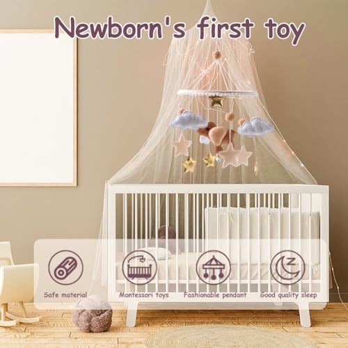 EUBUY Baby Mobile with Felt Balls and Elephant Design
